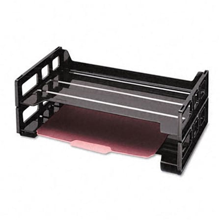 Coolcrafts Side Load Legal Desk Tray- 2 Tier- Plastic- Black CO713479